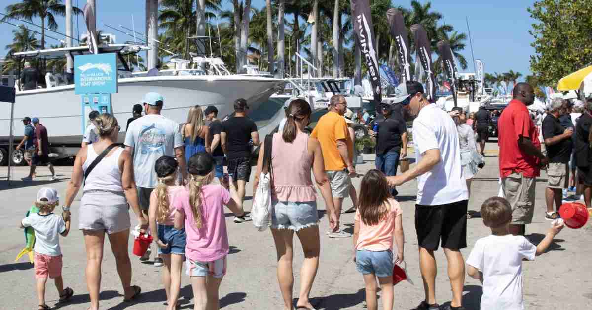 People visiting the Palm Beach International Boat Show in March